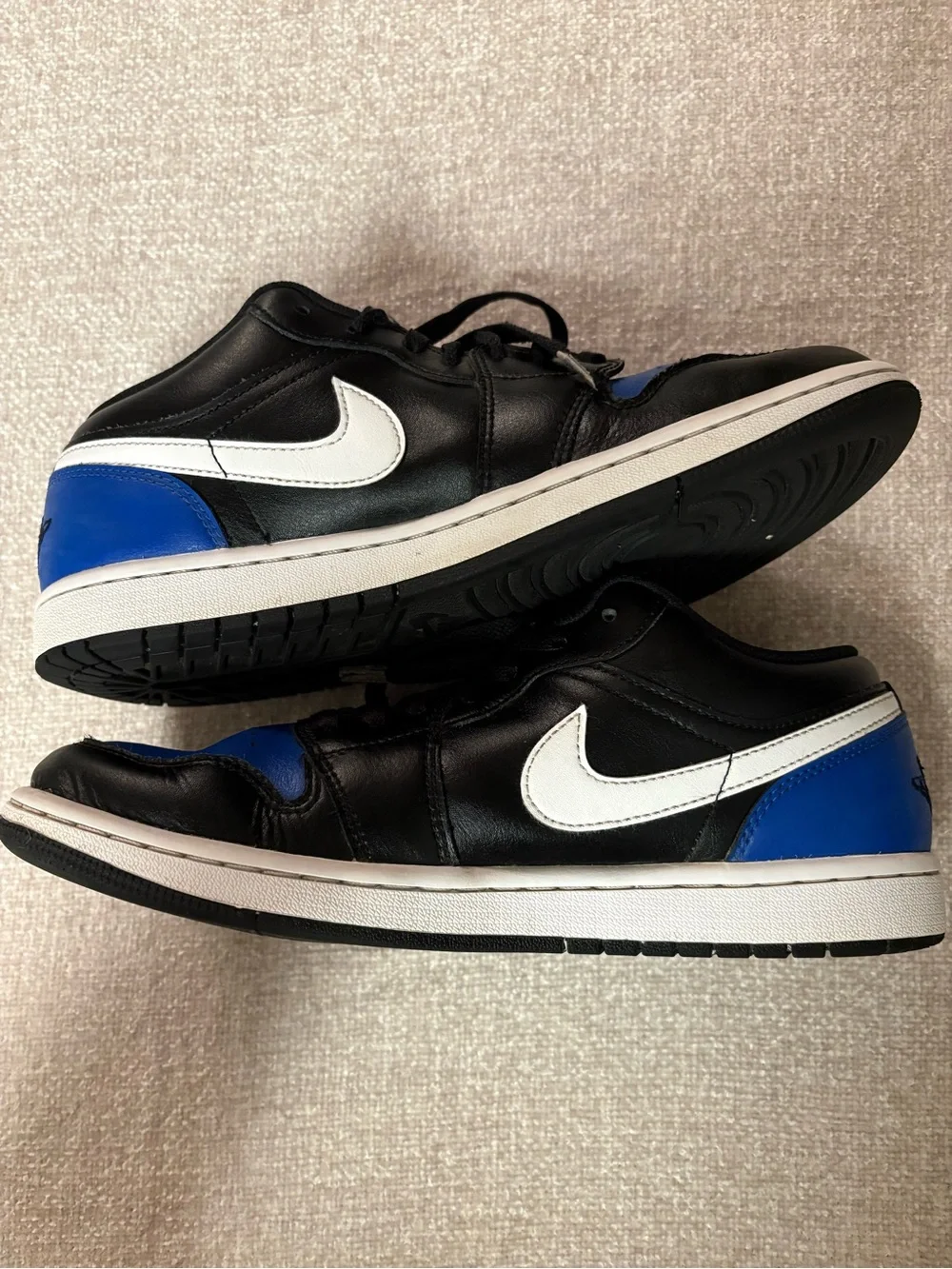 Nike Air Jordan Black and Blue Low-Top Sneakers Size 8.5